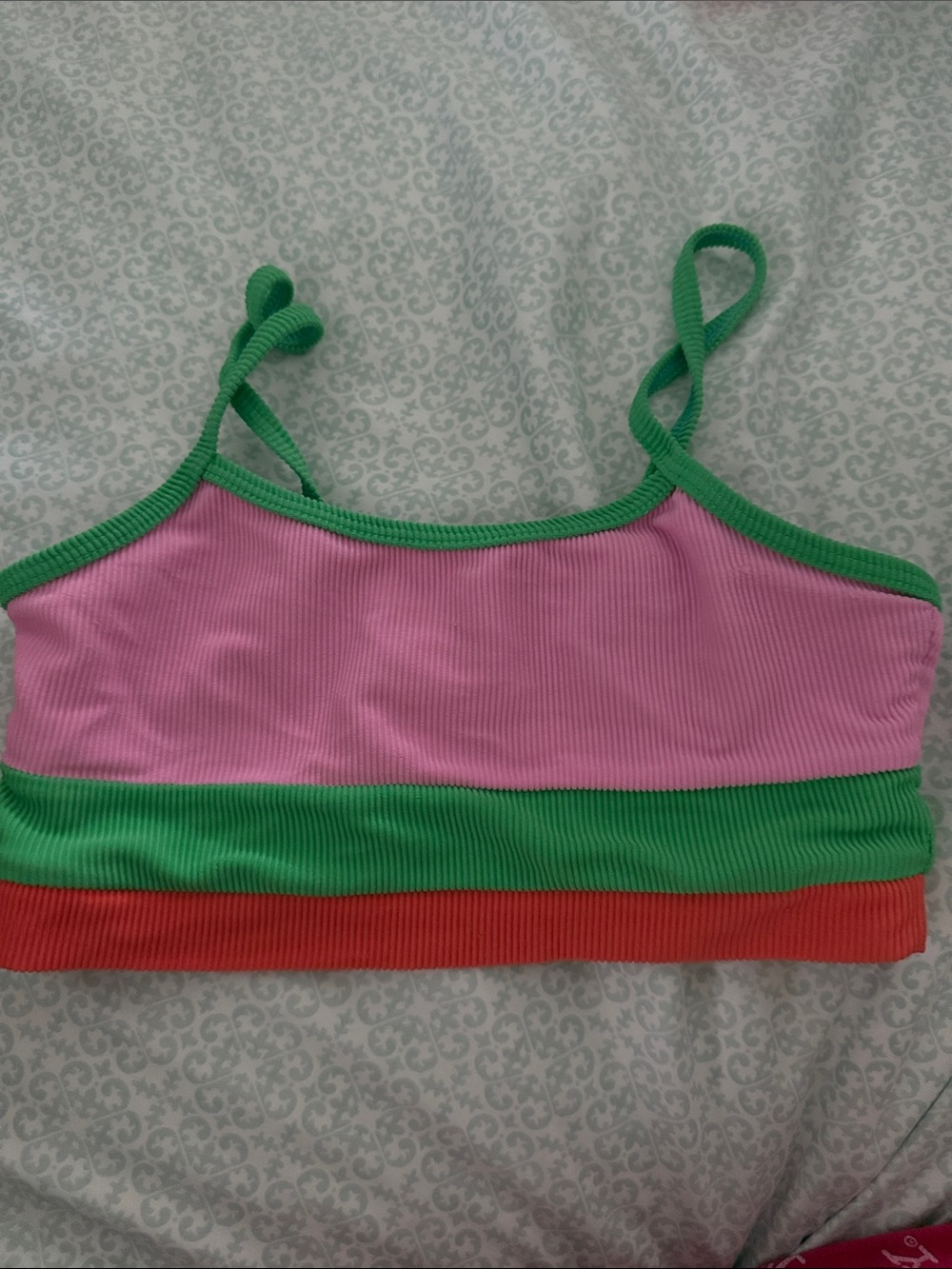 Beach Riot Pink, Green & orange Ribbed Strappy Crop Tank